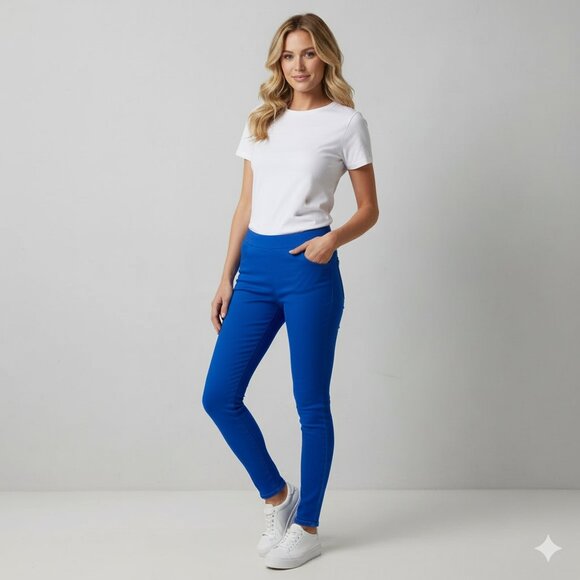 ONLY Skinny ankle Leg Jeggings Coloured Jeans Elastic waistband Cobalt Blue XS - Picture 1 of 13